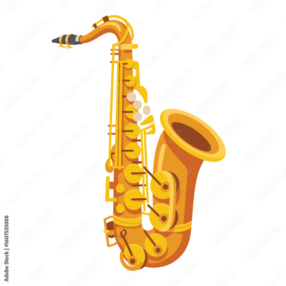 Golden alto saxophone with detailed keys and bell