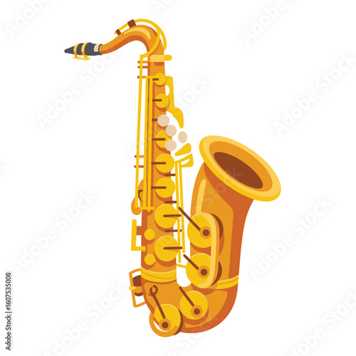 Golden alto saxophone with detailed keys and bell