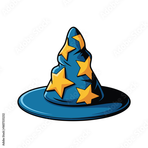Blue wizard hat with golden stars