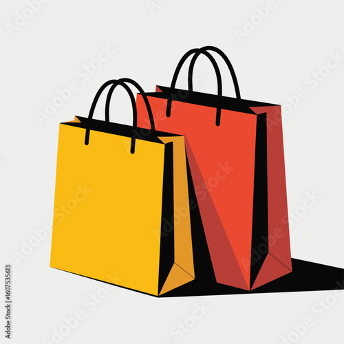 Two colorful shopping bags standing together