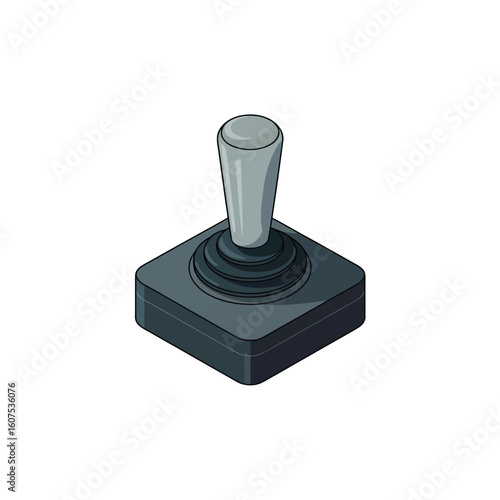 Retro gaming joystick with silver handle and black base