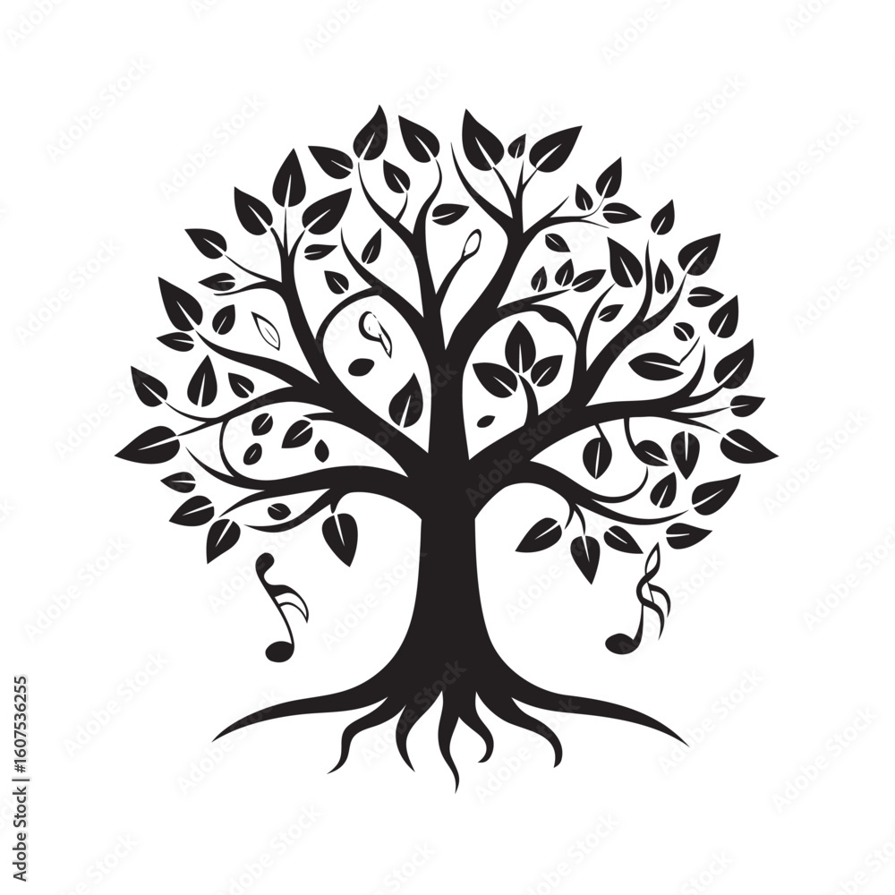 Obraz premium Tree Of Life With Musical Roots Silhouette