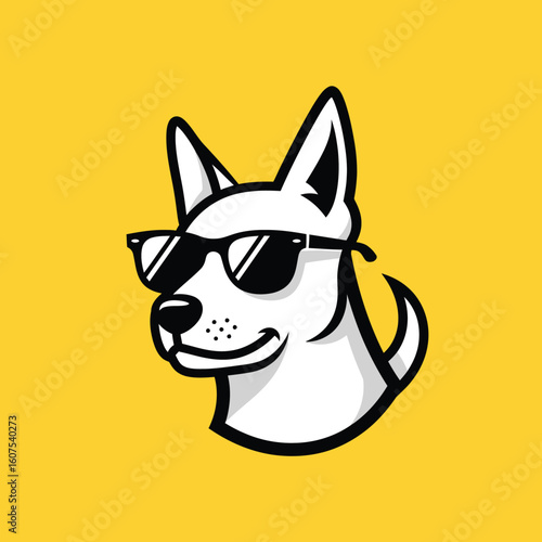 Cool Dog Wearing Sunglasses on a Yellow Background Fun Cartoon Art