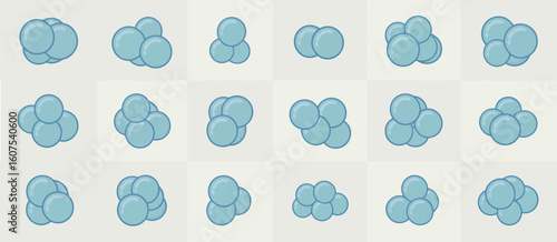 Collection of blue oval cellular clusters on a light background