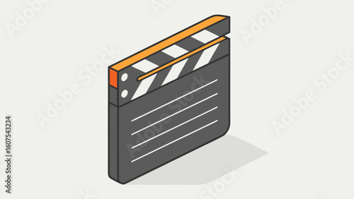 Isolated film clapperboard cinematic production equipment for creating movies and television shows animation and cartoon series film making symbol