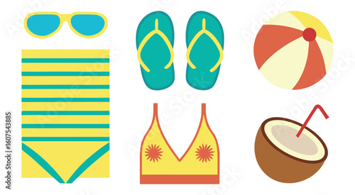 beach icons set