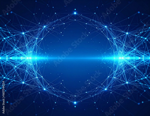 Wallpaper Mural Abstract blue circular network of glowing connections and data points Torontodigital.ca