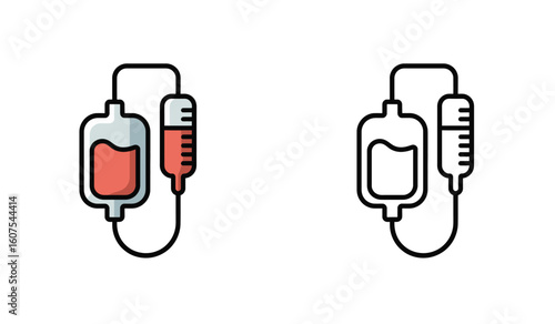 IV Drip Bag Icons Medical Treatment and Intravenous Therapy
