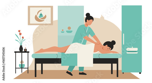 A professional massage therapist giving a relaxing massage to a client.