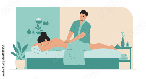 A therapist performing a massage on a client for relaxation and wellness.