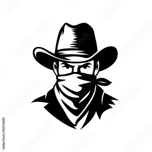 Masked Cowboy Bandit - Western Outlaw Vector Illustration