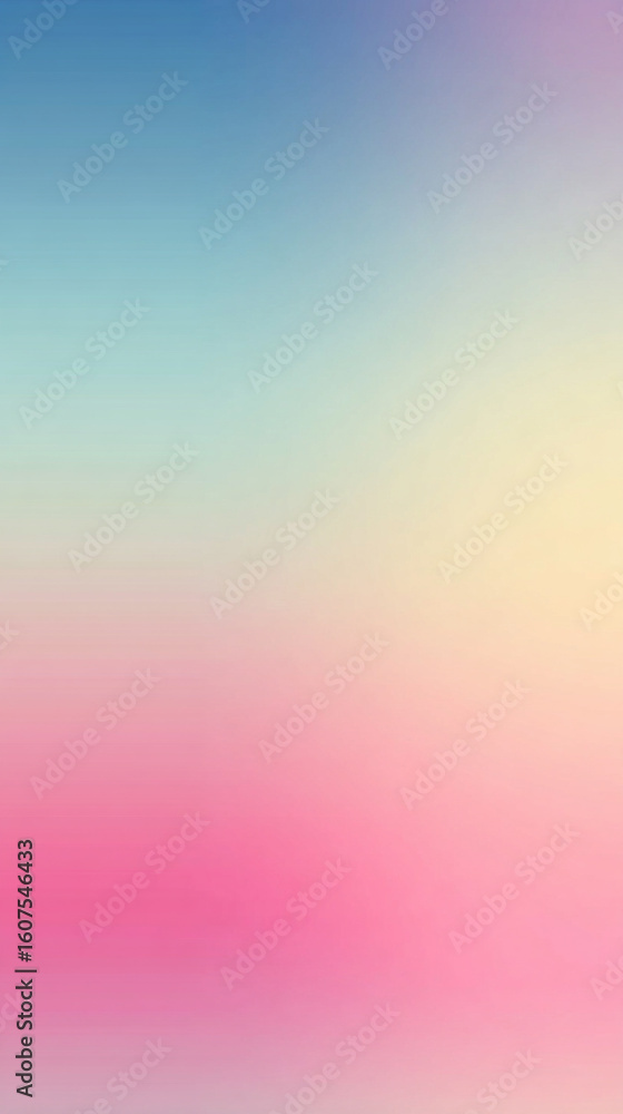 Naklejka premium blending bubblegum pink, baby blue, and cream creates a playful, soft background symbolizing sweetness, calmness, and warmth with smooth harmonious transitions