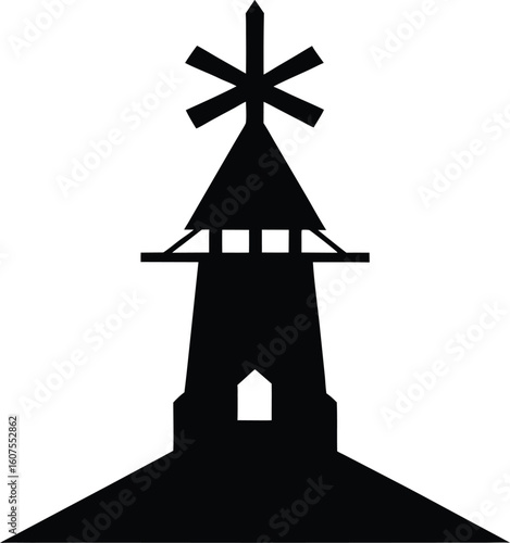 windmill silhouette vector illustration