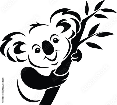 Happy Koala Climbing Tree Vector