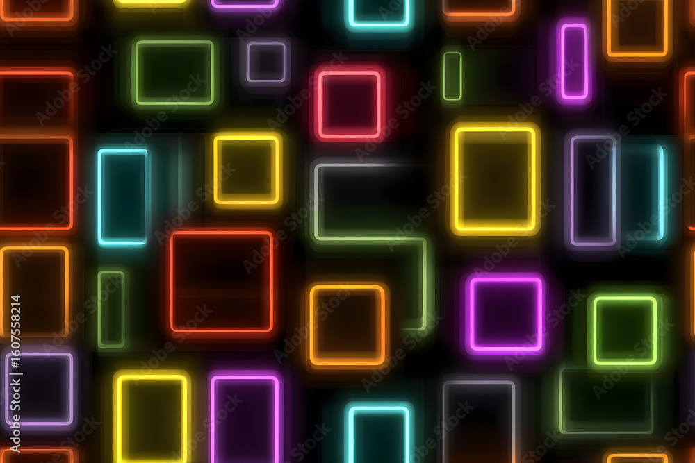 Colorful abstract led light pattern with bright neon squares Colorful abstract led light pattern with bright neon squares