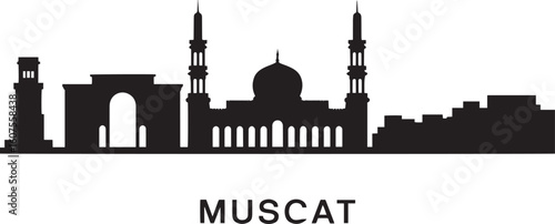 Muscat Cityscape Silhouette Vector Illustration Landmark Architecture Travel Destination
