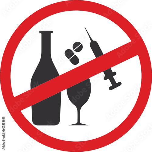  No Drugs Forbidden Sign Isloated On White Background