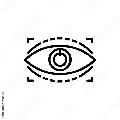 Minimalist icon an eye with scanning lines vision recognition