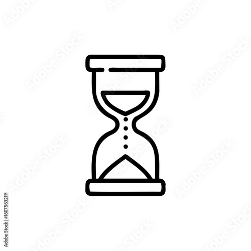 Outline hourglass icon with sand flowing on time clock