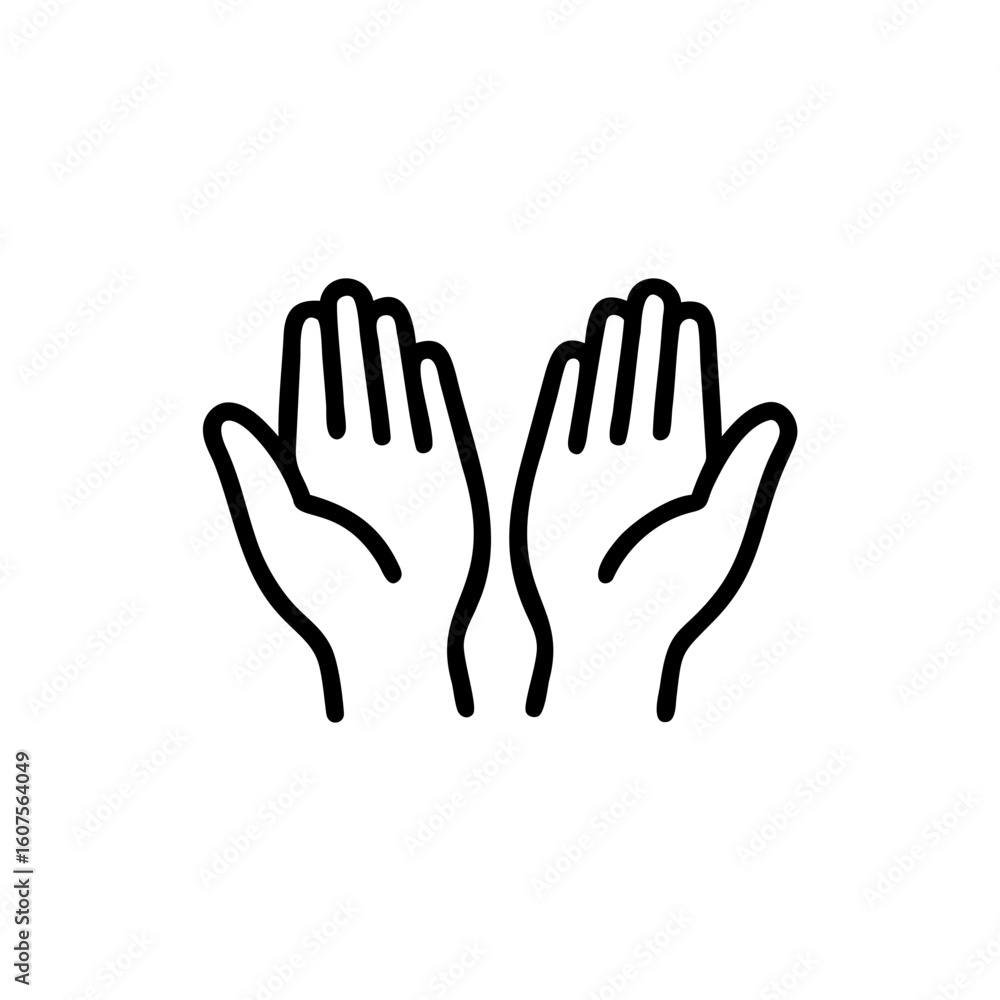 Obraz premium Outline open hands reaching upwards on gesture