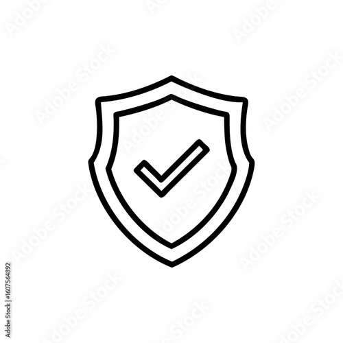Outline shield with checkmark icon on tick security