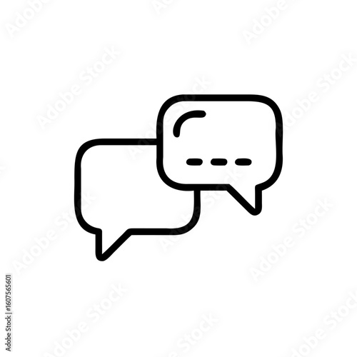 Outline two overlapping speech bubbles with dots chat communication