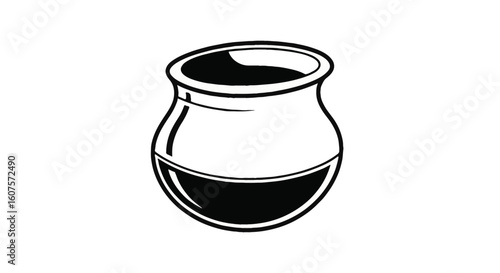 Traditional Mexican Clay Pot Vector Illustration for Cultural Celebrations and Independence Day Events, Black and White Graphic Asset