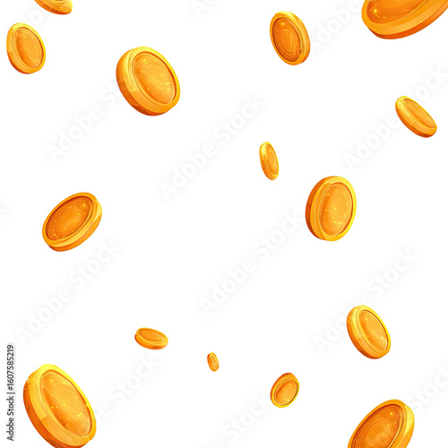 Golden coins falling on a black background.  A stylized, pixelated graphic of many oval, golden coins raining down.  They appear to be in motion