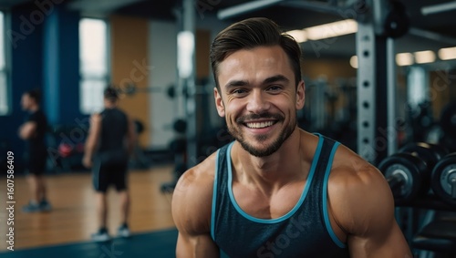 Portrait of gymer smiling at camera in gym