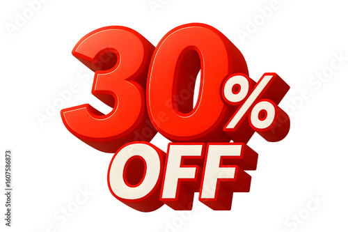 Bold red 30 percent off sale discount graphic