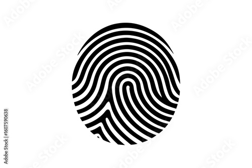 Unique identification fingerprint security biometric scan silhouette vector illustration
