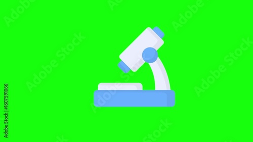 microsope monitor icon, 2d motion graphic icon animation, 4k green screen video, motion graphic element