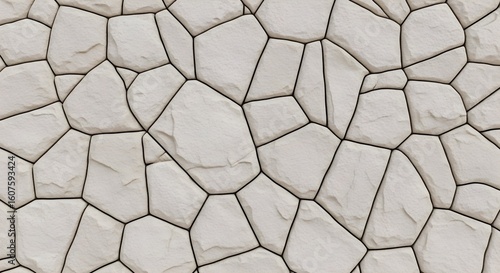 Abstract Geometric Stone Wall Texture – 3D Beige and White Polygonal Surface Background
