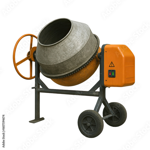 Isolate Transparent, concrete mixing clipart, Cement Mixer Machine PNG, Realistic Cement Mixer Machine Clipart with Transparent Background, Construction Cement Mixer Machine PNG, PNG Die-Cut 