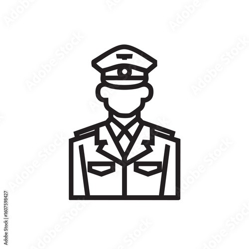  An officer in uniform with a peaked cap.