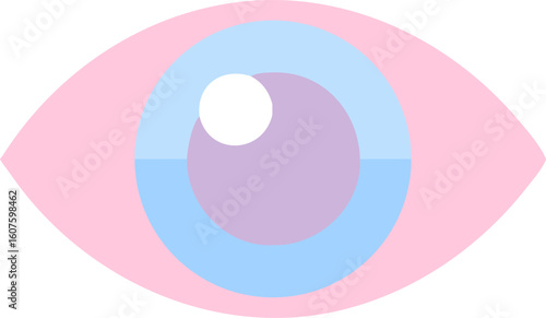 Pink eye icon with a large pupil, vision or surveillance
