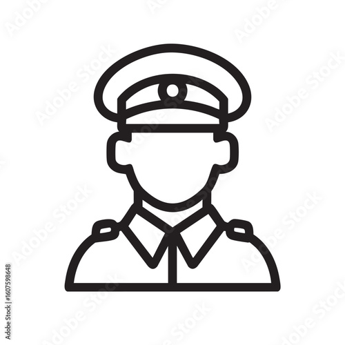 An officer in uniform with a peaked cap.