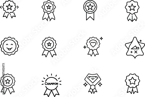 Minimalist Kids Reward Badge Icon Set – School, Learning, Achievement