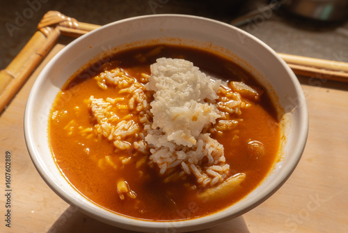 Curry soup with rice
