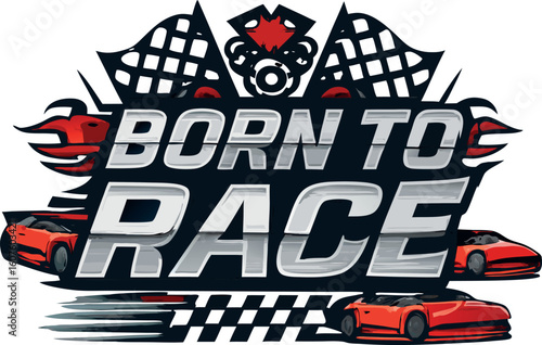 Born To Race Car Racing Checkered Flag T-Shirt
