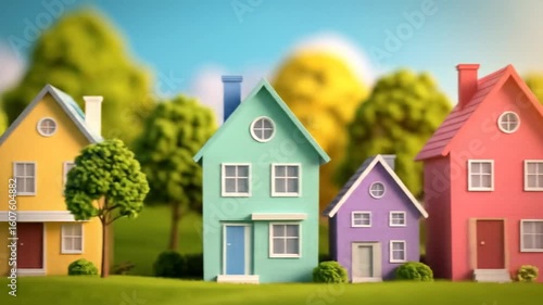 Wallpaper Mural Colorful miniature houses in a sunny neighborhood Torontodigital.ca