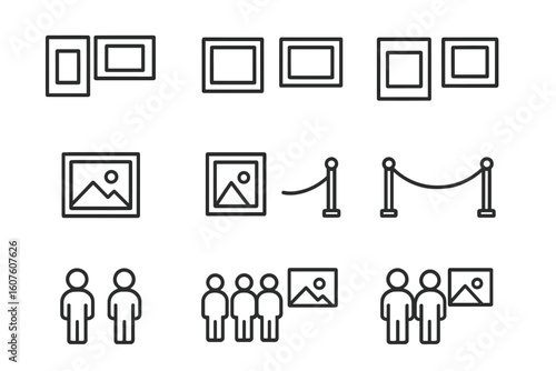 Line icon set symbol outline vector contour collection prompt minimal exhibition