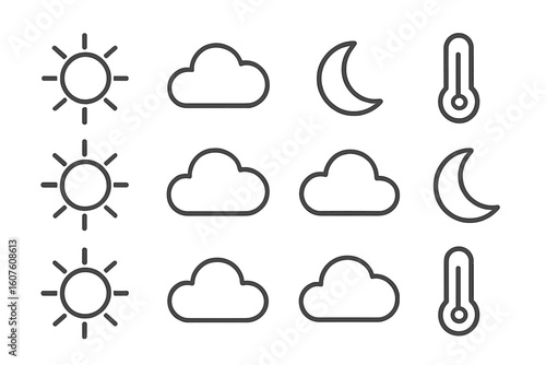 Line prompt set vector collection weather minimalist symbol icon outline icons minimal