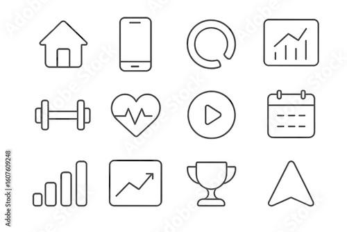 Outline prompt icon stroke vector collection fitness line icons minimal app contour