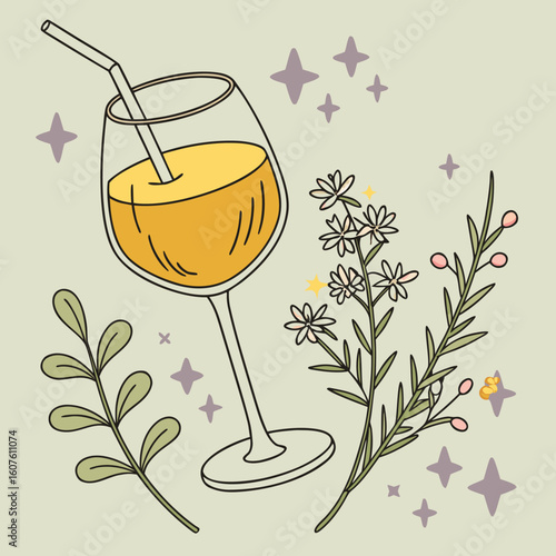 Glimmering Grove Mead Label Design with Non Alcoholic Apple Flavor and Animal Illustration