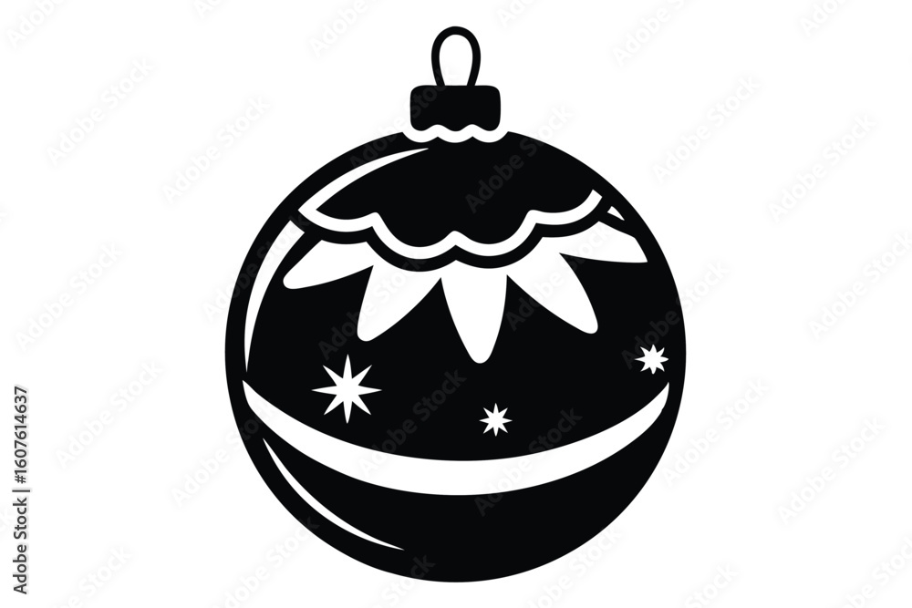 Obraz premium Black and White Christmas Ornament with Snowflakes and Scalloped Design Icon