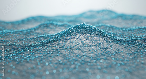 Digital Waveform: An abstract display of a digital waveform, featuring a shimmering network of interconnected nodes, evoking a sense of data flow, and technological innovation. 