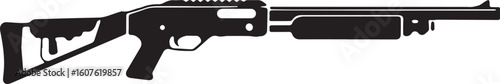tactical shotgun vector silhouette for military and weapon themed design projects, ideal for designers and enthusiasts