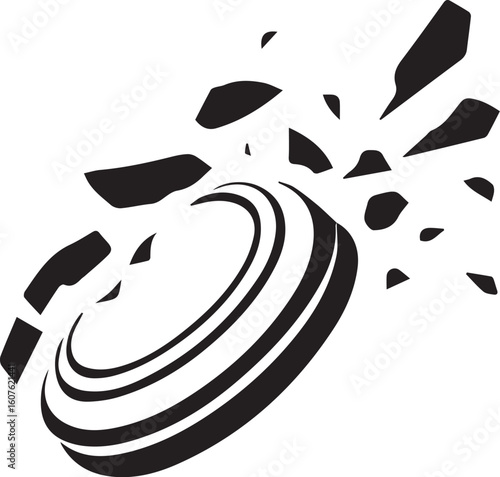 Exploding Clay Pigeon: Dynamic Shotgun Target Shattering Mid-Air, Capturing the Thrill of Skeet Shooting.