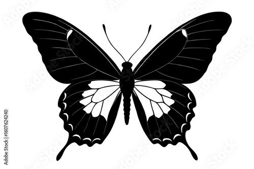 A beautiful swallowtail butterfly with black, yellow, and blue wings isolated on a white background, capturing the essence of nature's summer beauty